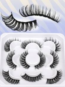 Himirell 5 pares de pestañas postizas esponjosas falsas de visón falso, pestañas naturales de efecto felino, pestañas esponjosas suaves y desmechadas reutilizables