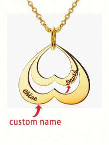 Customizable 18K Gold Heart-Shaped Mother's Day Necklace With Personalized Mother-Daughter Or Mother-Son Names, Double-Layer Personalized Mother's Day Gift - Gold - View 5