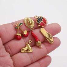 3-5 PCS Stainless Steel Small Accessories Accessories Drop Oil Cherry Pendant DIY Bracelet Necklace Pendant Key Ring Accessories Pendant Accessories - Pendants - View 5