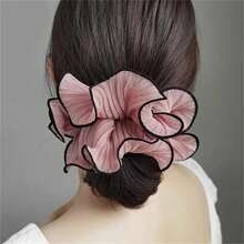 4 件优雅简约布艺发圈，纯色卷发带，多功能时尚发饰，适合日常佩戴 - 彩色 - 查看 9