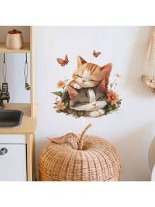 1pc Cute Stacked Cats Style, For Room Wall Background, Mirror & Window Decor, Stickers, Wall Decal, Vinyl Decal For Home Decorations, Decoration Items Refresh Your Home