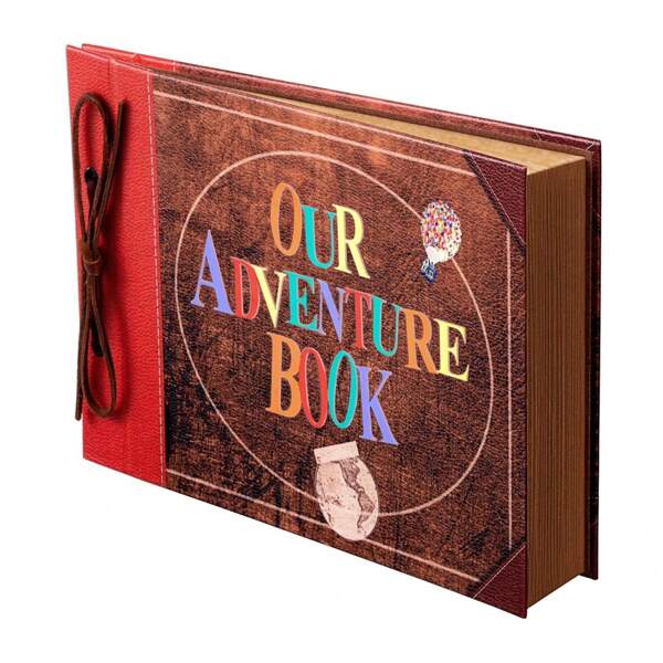 OUR ADVENTURE BOOK Our Adventure Book Personalized Advanced Clip Book PU Leather Relief Text Hard Cover Movie Family Anniversary DIY Commemorative Book 10.3x7.1 Inches 20 Sheets, 40 Pages Travel Wedding Birthday Father's Day Christmas New Year Festival Ideal Gift