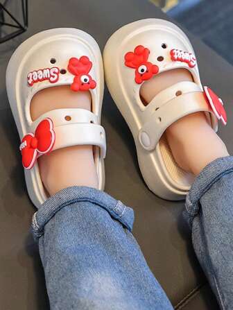 HAHABOBO 新款 EVA 女童凉鞋，儿童鞋，可爱卡通熊蝴蝶结图案，时尚，舒适，轻便，光滑的鞋子，花园鞋，室内家居，户外旅行，沙滩散步，休闲凉鞋，沙滩鞋，夏季和秋季