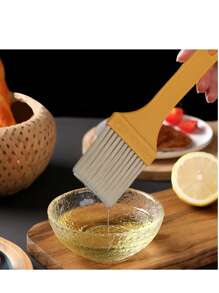 5/10/15 piezas Pinceles de plástico con cerdas duras para aceite de cocción de alimentos, pincel para aceite de barbacoa y pan plano, pincel delgado amarillo