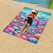 1 件海龟海洋动物印花沙滩巾，速干吸水柔软超细纤维沙滩毯，旅行野餐户外度假游泳露营海滩必备