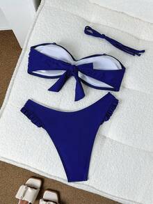 欧美性感跨境比基尼女士两件套泳衣 - 藏蓝色 - 查看 2