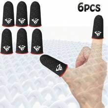 6 Pcs Mobile Phone Gaming Finger Sleeves, Finger Sleeves Compatible With All Touchscreen Devices, Superconducting Nanofibers, Smooth Feel, Anti-Sweat, Extremely Thin, Red Edge
