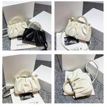 Spring And Summer New Pearl Handbag For Women, Pleated Cloud Phone Bag That Can Be Carried On Shoulder And Diagonally Across, Mini Handbag, Dinner Bag, Wedding Gift Bag - White - View 3