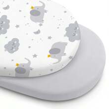 婴儿床弹力床单，男女宝宝通用，柔软透气，适用于椭圆形摇篮、摩西篮和长方形床垫。