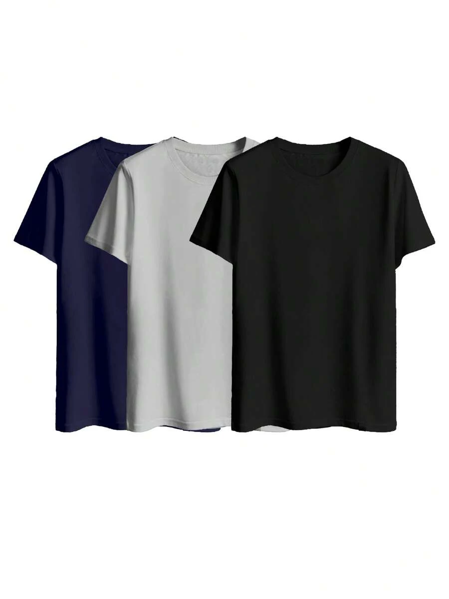 JOPHY & CO. Men's Line 100% Cotton T-Shirts 3 Piece Set COD.TS003 - xanh và đen - Xem 1