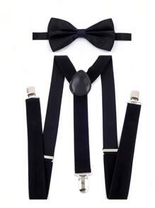 1 套男士红色休闲领结和吊带套装，吊带夹秋冬配饰万圣节服装，适合青少年、青年、男士、休闲、户外、运动、度假、毕业礼物、生日、日常穿着