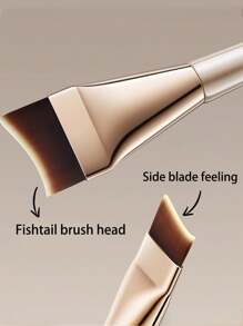1 pieza Brocha de maquillaje base extra fina y sin descascarillado, de forma de luna creciente plana y afilada para un maquillaje de base perfecto, brocha para correctores