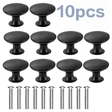 10 Tiradores De Cajones Redondos De 1,18 Pulgadas, Color Negro Mate, Para Puertas De Armarios De Cocina Y Armarios De Muebles, Adecuados Para Tiradores De Tocador