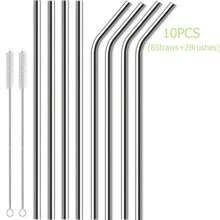 3/5/10pcs Reusable 8mm Stainless Steel Straws With Cleaning Brush - Extra Long 30cm Polished Metal Drinking Straws, Suitable For 30/40oz Cups - Perfect For Halloween, Christmas, Easter, Thanksgiving