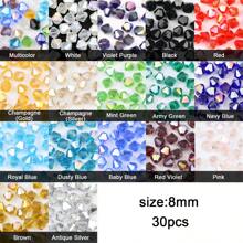 60pcs 8mm Austrian Mixed Colored AB Faceted Crystal Diamond Shape Beads, DIY Bracelet Necklace, Jewelry & Clothing Accessories