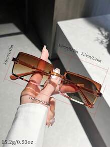 1 Pair Unisex Frameless Rectangular Fashionable Sunglasses, Suitable For Vacation, Driving, Sports, Travel, Beach, Street, Fishing, UV Protection, Outdoor Activities, Golf, Festivals, Hiking, Street Style, Party, Sun Protection Fashionable Shade Elegant Outfit Family Outings Travel Vacation Holiday - 彩色 - 查看 4