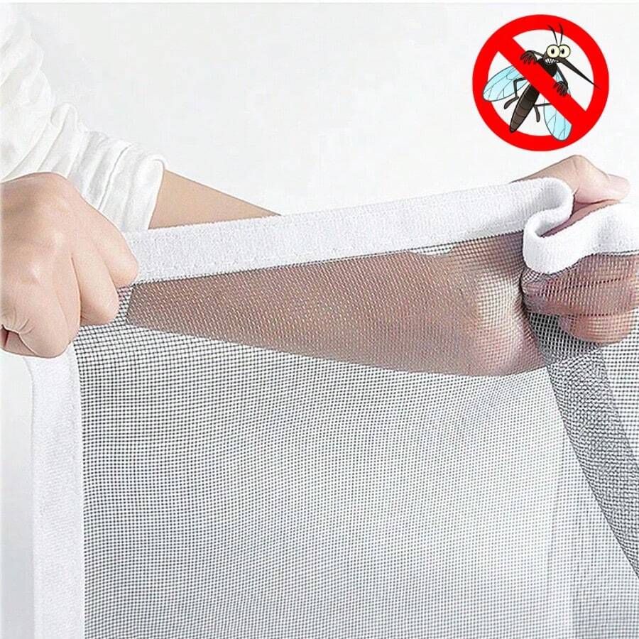 Self-Adhesive And Reusable Mosquito Nets For Windows, Anti-Mosquito Window Screens, Tulle, Customizable In Summer, DIY, Washable - Gray Mesh With White Edges - View 1