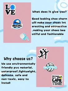 GrinLab 30pcs Assorted Ball Game Designed Shoe Charms, PVC Bubble Slippers & Sandals Decor, Wooden Clogs Ornaments, DIY Shoe Accessories, Birthday Gift, Party Favors (Random Style & Pattern)