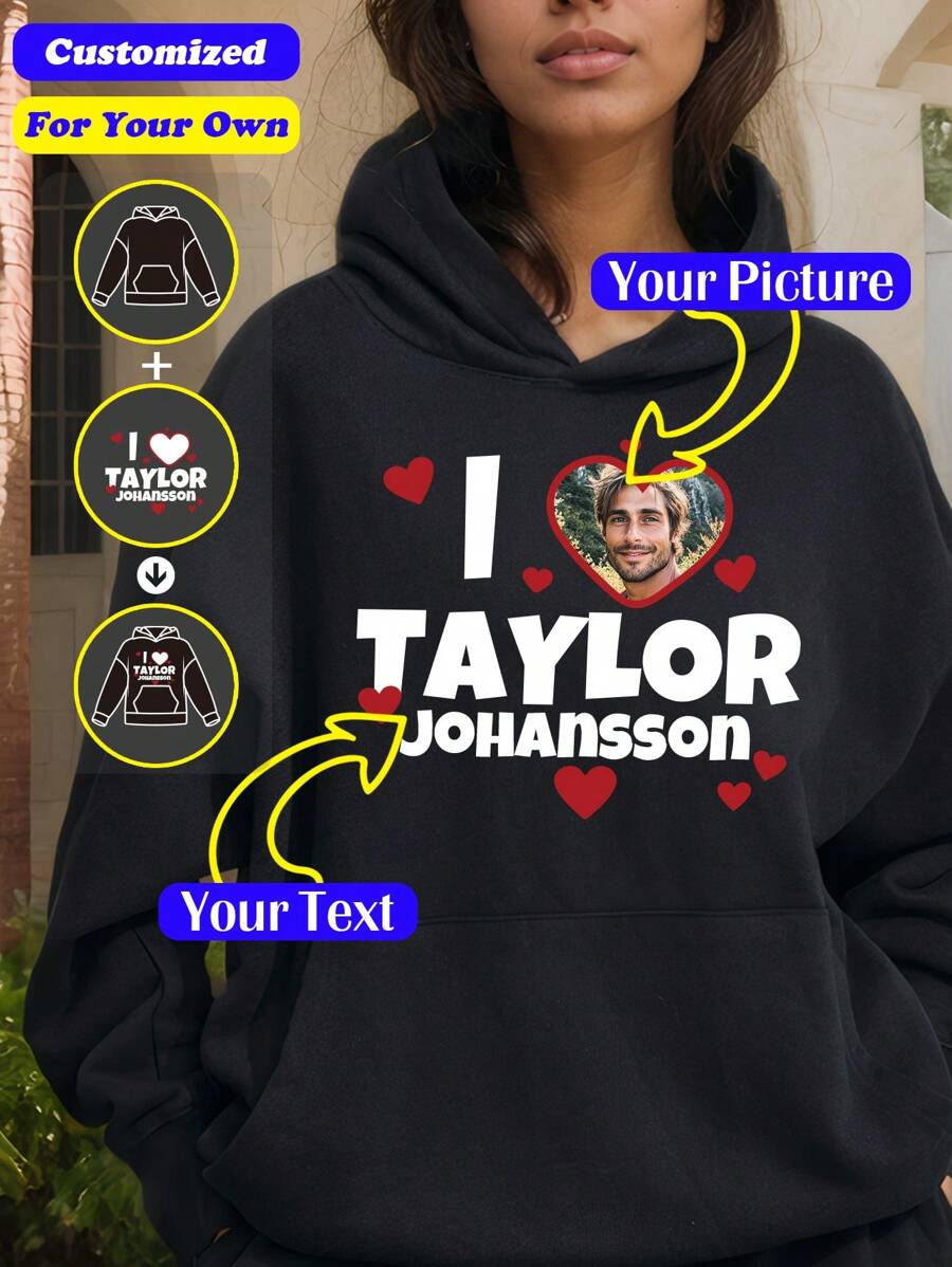 定制您自己的连帽衫运动衫、定制 T 恤、女朋友定制圣诞节/感恩节礼物、个性化男士 T 恤 - 添加您自己的文字/图形（徽章/公司徽标/家庭照片/自拍）来设计您自己的定制印花连帽衫