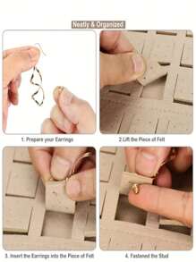 300对耳环收纳盒，网状首饰收纳展示架，节省空间的毛毡展示架，适用于卧室、书桌、梳妆台和宿舍 - 时尚壁挂式首饰收纳架，完美收纳耳环、项链、手镯和戒指 - 圣诞节、感恩节、新年和情人节的理想礼物 - 设计紧凑，使用方便，是家居装饰和收纳的完美之选，夏季流行女装，用这款优雅的首饰架提升您的空间格调 - 彩色 - 查看 3