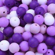 40 peças/Conjunto Contas de Silicone Macias para Fabricação de Chaveiros, Conjunto de 8 Cores, Contas de Silicone de 12mm a Granel, Contas Redondas de Silicone, Contas Distanciadoras Soltas para Chaveiros, Joias, Acessórios de DIY e Artesanato