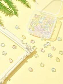 70Pcs 7 Colors Baking Paint Transparent Glass Beads Strands, Star, Mixed Color, 8x8x4mm, Hole: 0.8mm, 10pcs/Color