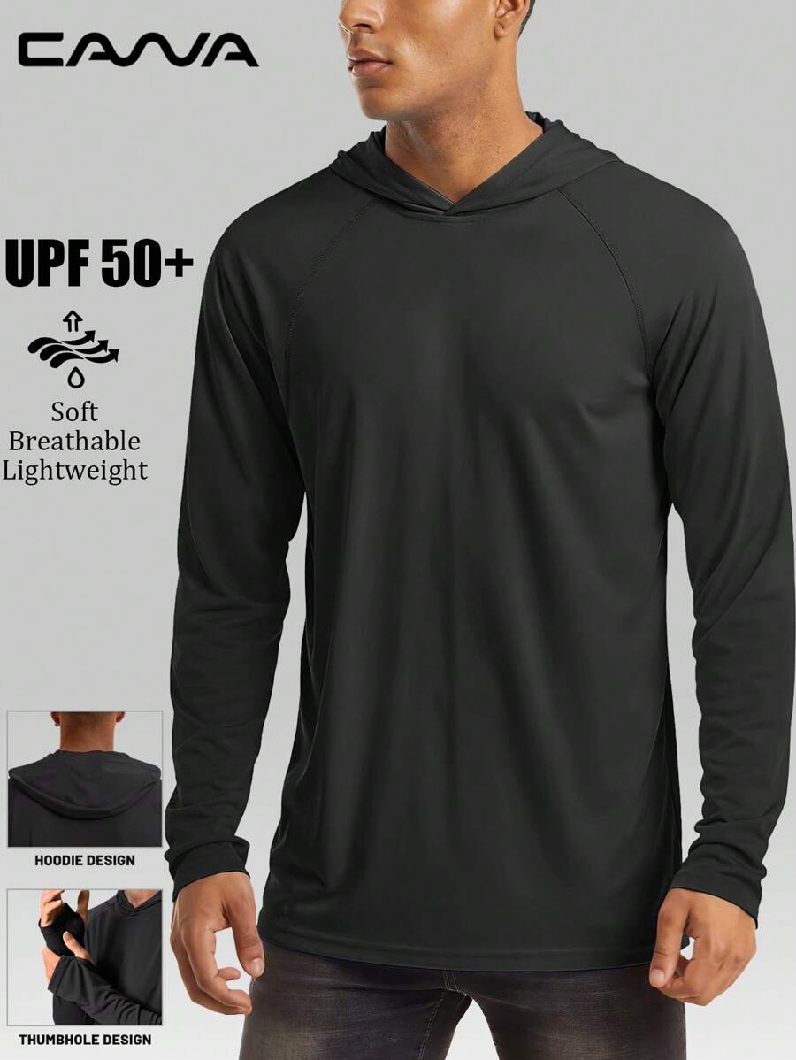 Cavva Men's Summer UPF 50+ Sun Protection Long Sleeve Shirt Quick-Dry Lightweight Breathable Soft Outdoor Hiking Running - Black - View 1