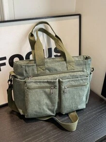 Fashionable Multi-Pocket Women's Underarm Shoulder Bag - Green - View 1