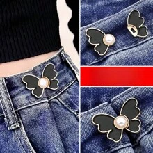 1pc Zinc Alloy Butterfly Shape Waist Adjuster Clasp, Detachable No-Drill No-Sew Waist Shrinker For Jeans, Trousers