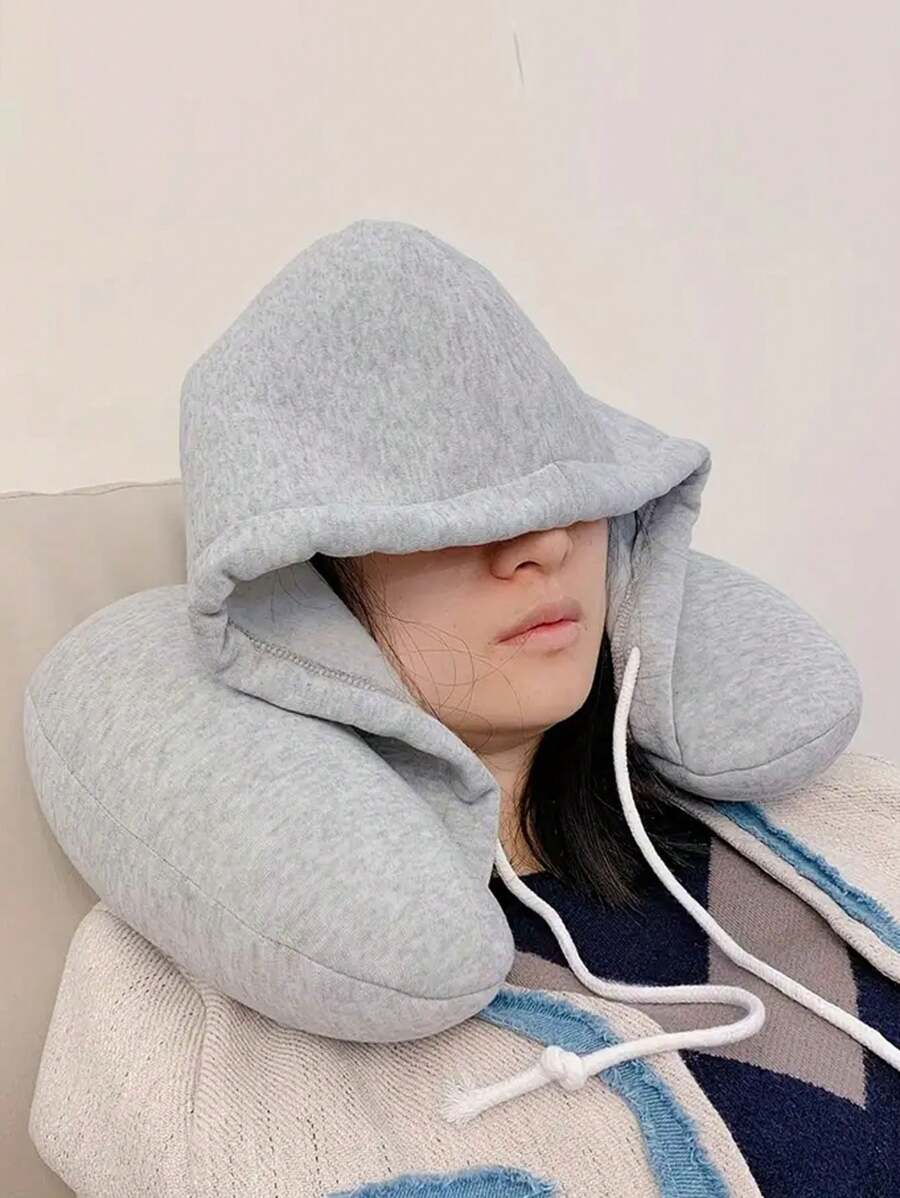 1 Gối du lịch, Gối chữ U có mũ trùm đầu, Gối cổ đa năng, Túi đựng gối cổ có mũ trùm đầu khi ngủ trên máy bay cho trường học Phụ kiện học tập Đồ dùng học tập - Nhiều màu - Xem 1