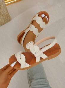 Women's Open Toe Sandals, 2025 Summer New Flat Soft Bottom Comfortable Versatile Beach Sandals - White - View 6