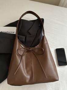 Nieuwe veelzijdige effen PU schoudertas, casual minimalistische baguette tas, grote capaciteit