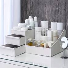1pc Storage Box With 2 Drawers, Used For Desktop Organization, Makeup Tool And Skincare Product Storage, As Well As Jewelry Storage, Dressing Table Accessories, Bathroom Accessories, Storage Box,For Holiday Beach, Bathroom Collection, Bedroom Collection, Large Capacity