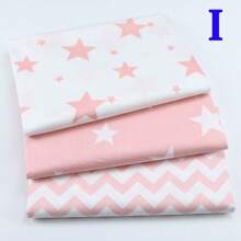 3 Pcs/Lot Cartoon Starry Sky Cloud Star Series Twill Fabric Five Pointed Star Crown Design Printed Cloth Geometric Stripe/Wave Pattern Design DIY Handmade Cloth Head Quilting Patchwork Cloth Group Pillow Cover Cloth Block Sewing Scrapbooking Cloth Tecidos Calico