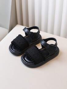 1 双夏季儿童凉鞋，男童/女童可调节钩环沙滩鞋，防滑软底露趾休闲凉鞋