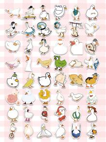 50 stuks Witte Gans Doodle Sticker Goedkope Sticker Vinyl Sticker Voor Dagboek Sticker Hand Tent Sticker Versier Feest Skateboard Telefoonhoesje Waterbeker Gitaar Sticker Sticker Diy Sticker Laptop Sticker