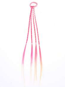 6 Pcs/24 Strands Kids Colorful Hair Extensions Braided Ponytail Hair Pieces Girls' Hair Accessories Crazy Hair Day Costume Accessories Colored Braids Hair Extensions With Rubber Bands Rainbow Braided Synthetic Hairpieces - Multicolor - View 6