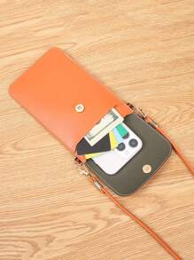 Soft Leather-Feel Dual Layer Fashion Crossbody Bag For Daily Use - Orange - View 5