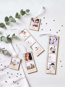Cornice portafoto in legno minimalista personalizzata, stile da appendere, souvenir fai-da-te, cornice per esposizione di foto di bambini - Multicolore - Visualizzare 3