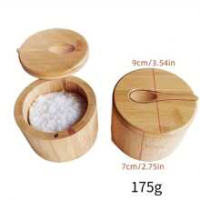 1 套，盐盒，木制储物罐，木制盐盒，盐瓶，木制盐瓶，木制储物盒，带盖香料储物盒，创意盐瓶，厨房用品，餐厅厨房小工具