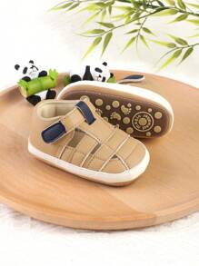 1 Pair Infant/Toddler Breathable Mesh Hook & Loop Design Sandals, Suitable For 0-1 Year Old Infant Boys/Girls, Fit For Summer, Spring & Autumn - Apricot - View 1