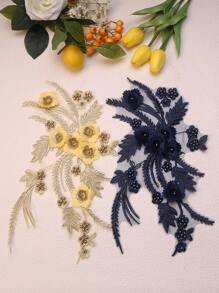 Handgefertigte 3D bestickte Perlenblumen Dekorative Applikationen, DIY Kleidungszubehör, Brautkleid Verzierungen, Größe: 30cm x 20cm