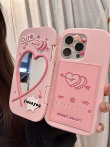 Funda tipo espejo de silicona con diseño de flecha del amor, compatible con iPhone 16, 15, 14 y 13 Pro Max, protección linda y a prueba de golpes con cubierta suave