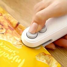 Portable Snack Sealer, Manual Plastic Bag Sealer, USB Rechargeable, 150mAh Lithium Battery, Compact Kitchen Catering Food Service Equipment