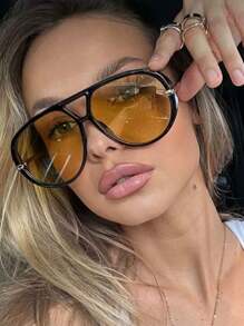 SeeBand Okulary przeciwsłoneczne typu Aviator unisex, okrągłe okulary przeciwsłoneczne retro oversize, okulary przeciwsłoneczne retro shield, damskie okulary przeciwsłoneczne z dużą oprawką, modne okulary przeciwsłoneczne w stylu europejskim i amerykańskim, akcesoria do podróży na świeżym powietrzu i do stylu ulicznego, modne okulary przeciwsłoneczne damskie, damskie okulary przeciwsłoneczne, strój jesienno-zimowy, akcesoria plażowe, styl retro Y2K basic, casualowy styl biznesowy, letnie wakacje na plaży, prezent na podróż na świeżym powietrzu - Wielokolorowe - Zobacz 4