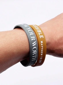 20-Piece Bible Verse Design Silicone Bracelet Set, Multi-Color Matching, Inspirational De-Stress Sports Running Bracelet (Random Color)