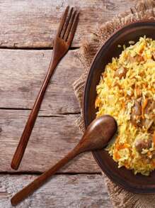 2/5/10 件手工制作可重复使用天然木勺子和叉子，家用饭勺、汤勺和沙拉叉