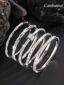 Camhanno 1/5精致时尚不锈钢铸造系列手链，代表高端时尚，适合日常使用/礼物 - 金色 - 查看 2