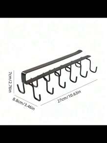 1 Stück Eisenhaken, 6 Haken/12 Haken optional, geeignet zum Aufhängen von Tassen, Kaffeetassen, Küchenutensilien, Hüten, Schals, kann auch als Aufbewahrungsregal verwendet werden, einsetzbar in Küche, Kaffeebar, unter Schränken und im Kleiderschrank. - Verschiedenfarbig - Übersicht 7
