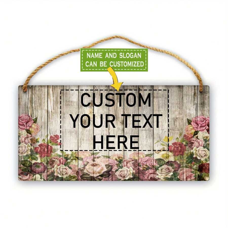 1 件定制木门标志 - 个性化花卉悬挂装饰，适合婚礼、生日和特殊活动，乡村风格墙壁艺术，天然木材表面，送给朋友和家人的完美礼物，波西米亚风格装饰 - 彩色 - 查看 1